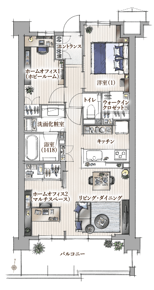 新スタイル提案 ディンクス 間取り 公式 ジオ調布 東京都調布市の分譲マンション