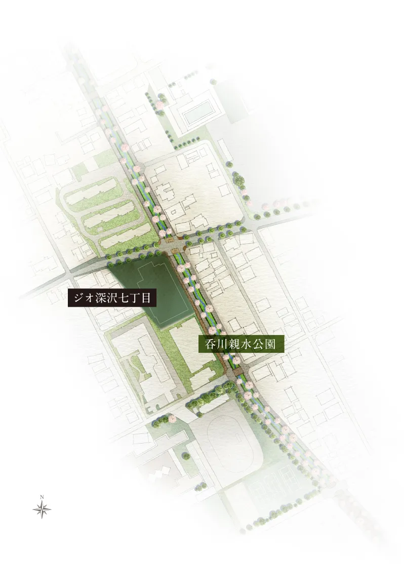 呑川親⽔公園概念図イラスト