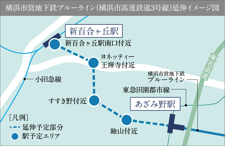 横浜市営地下鉄ブルーライン（横浜市高速鉄道3号線）延伸イメージ図