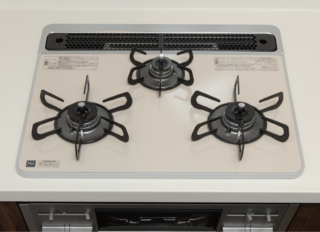 ハイパーガラスコートトップ3口ガスコンロ