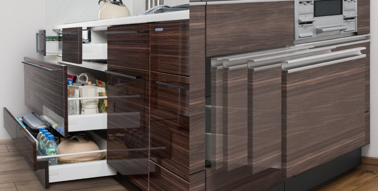 簡易ソフトクロージング機能付きスライド収納