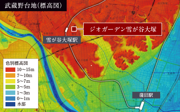 武蔵野台地（標高図）