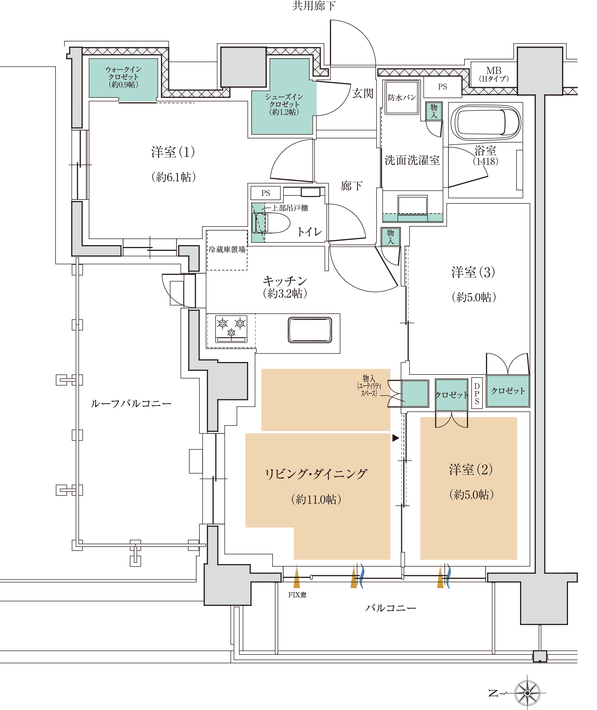 Hタイプ間取り図