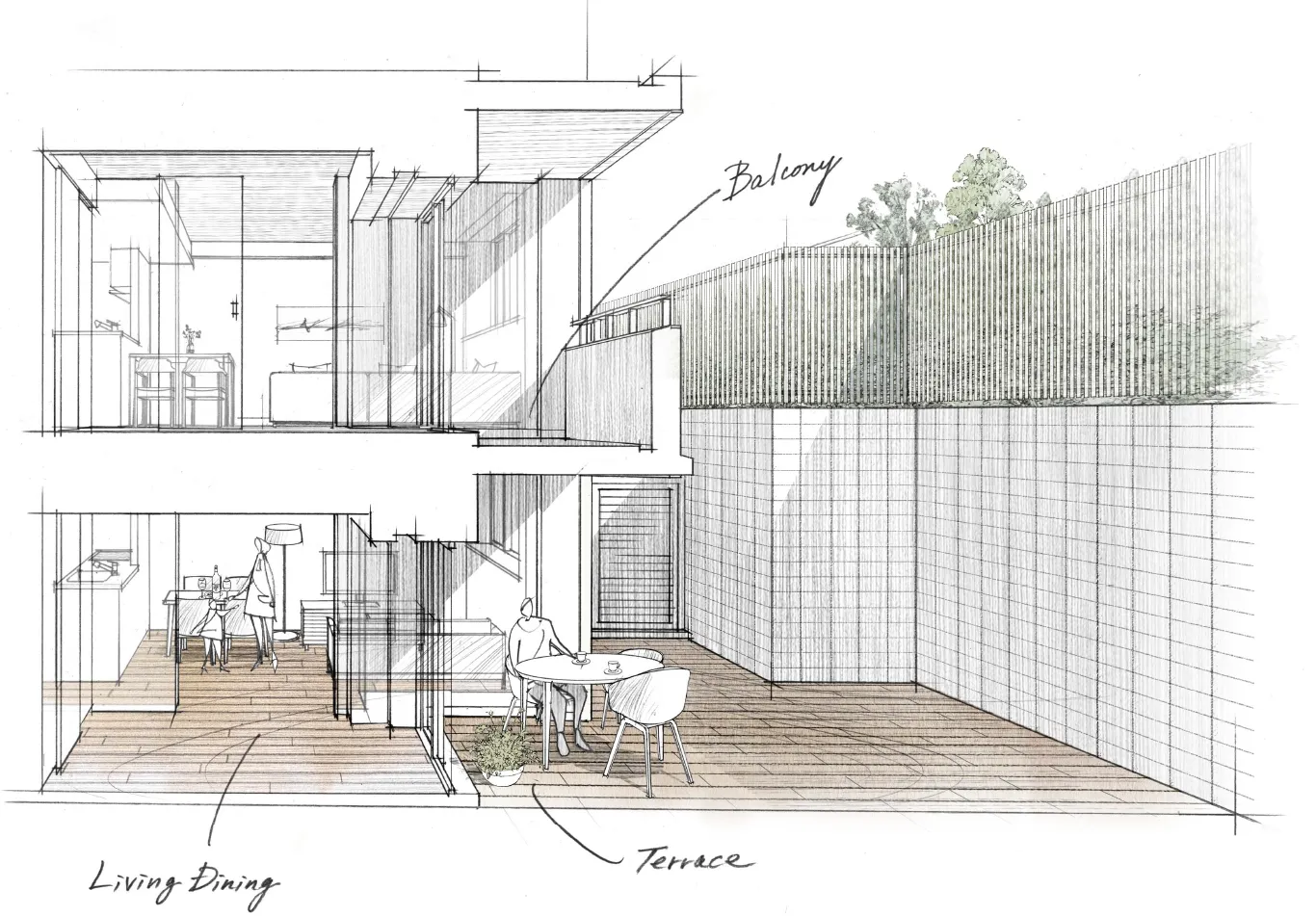 テラス付住戸イメージイラスト