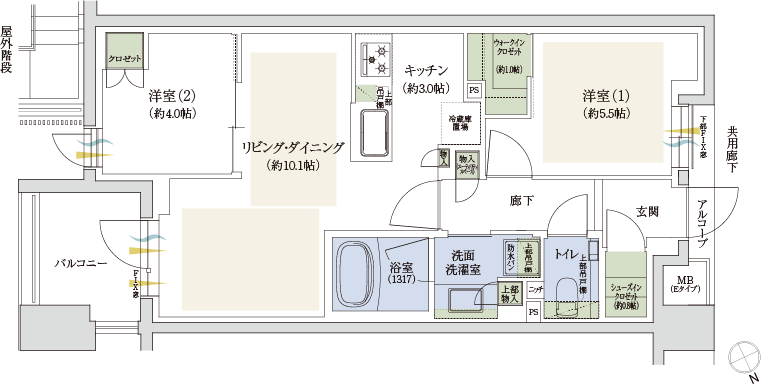 Eタイプの間取図