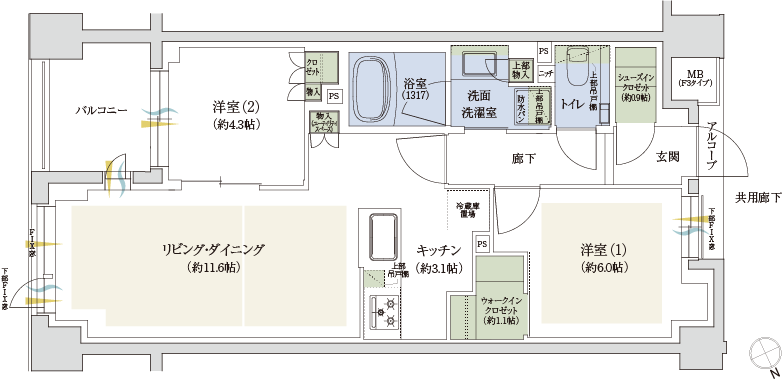 F3タイプの間取図