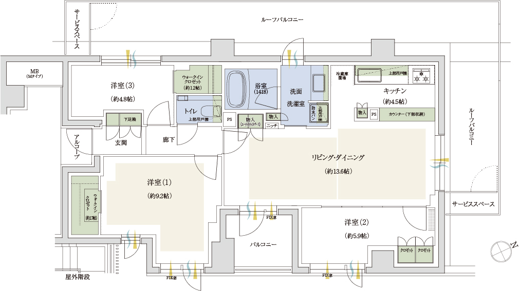 Mタイプの間取図