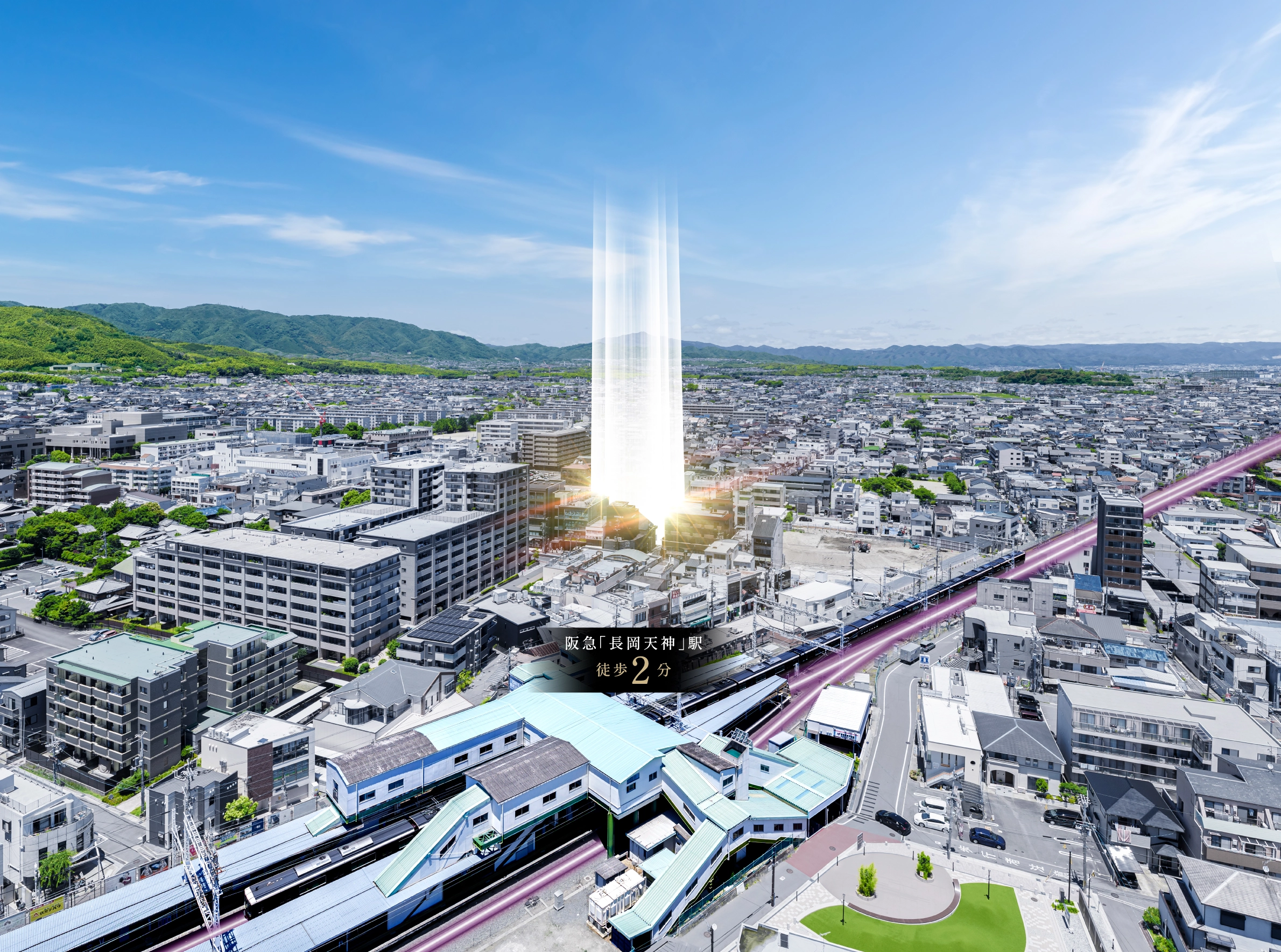 長岡京市長岡2丁目PJ 現地周辺航空写真