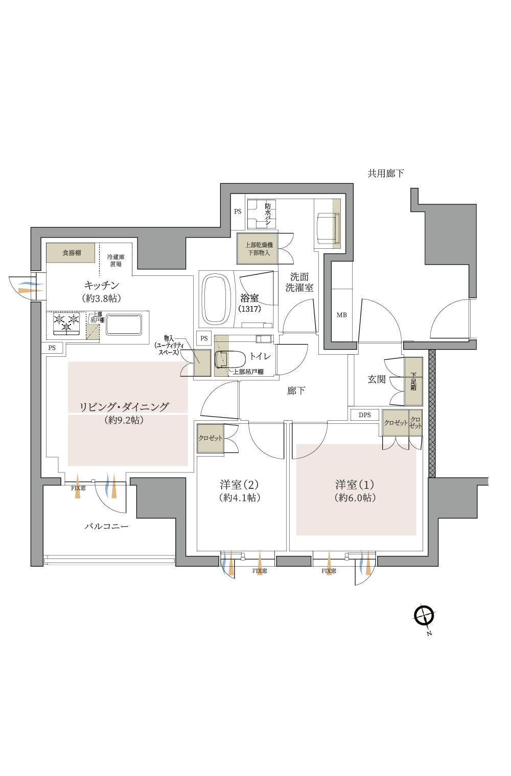 Hタイプ間取り図