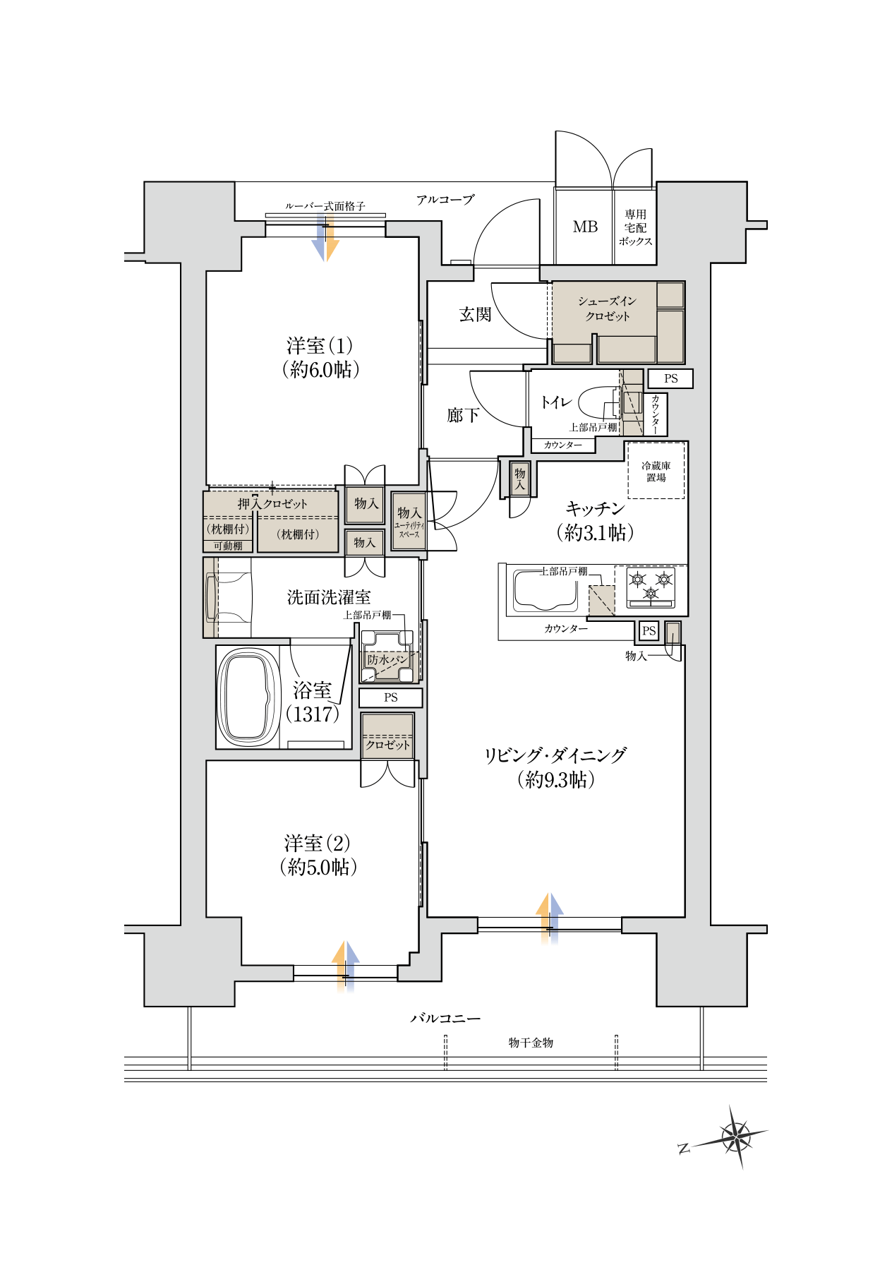 B typeの間取り図