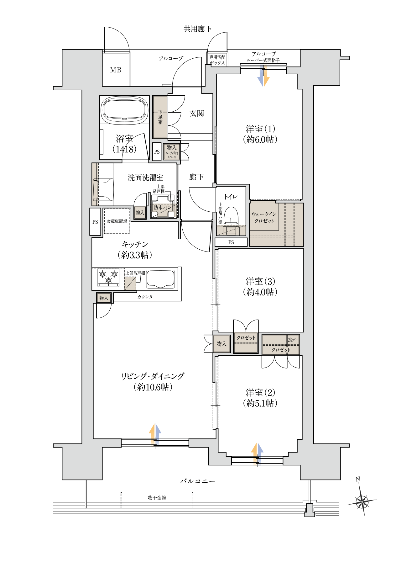 B typeの間取り図