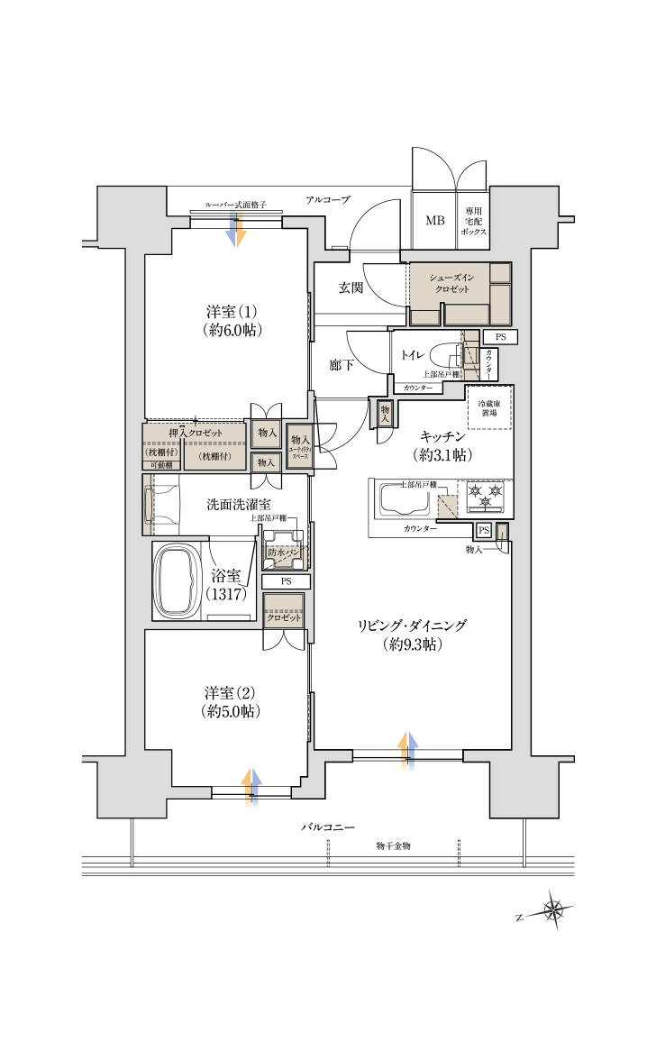 B typeの間取り図