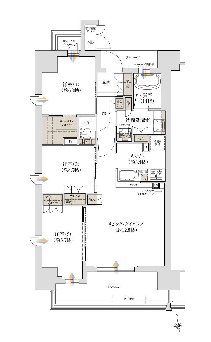 D2 typeの間取り図