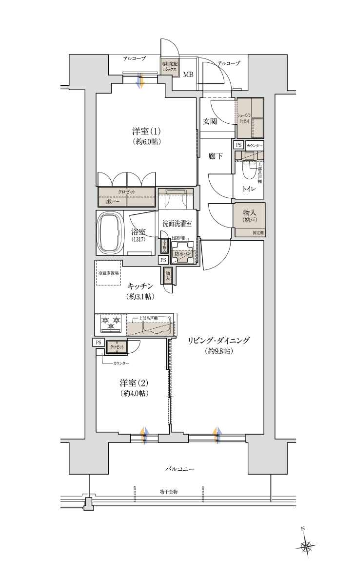 E typeの間取り図
