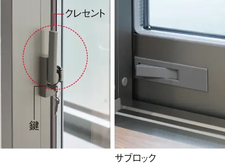 アルミサッシ（鍵付クレセント）