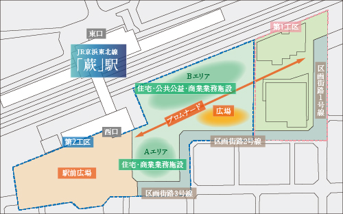 蕨駅西口地区第一種市街地再開発事業計画配置図