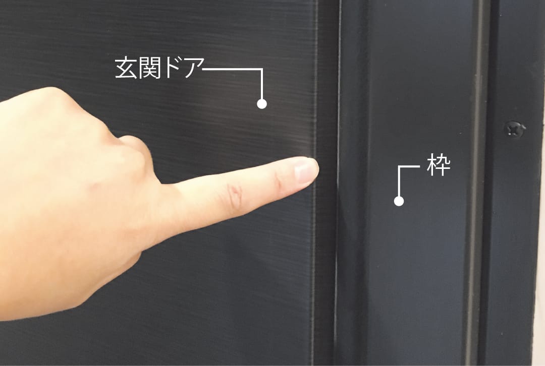 [玄関扉（指はさみ防止仕様）参考写真]