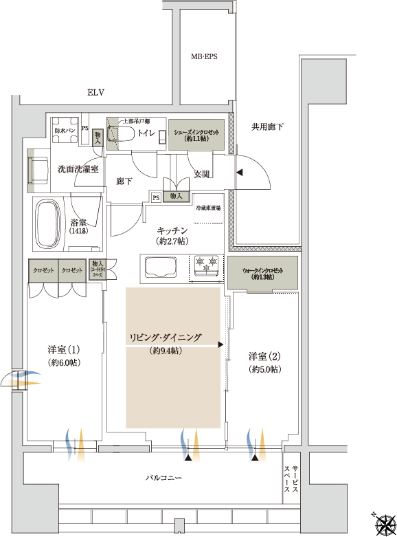 Aタイプの間取図