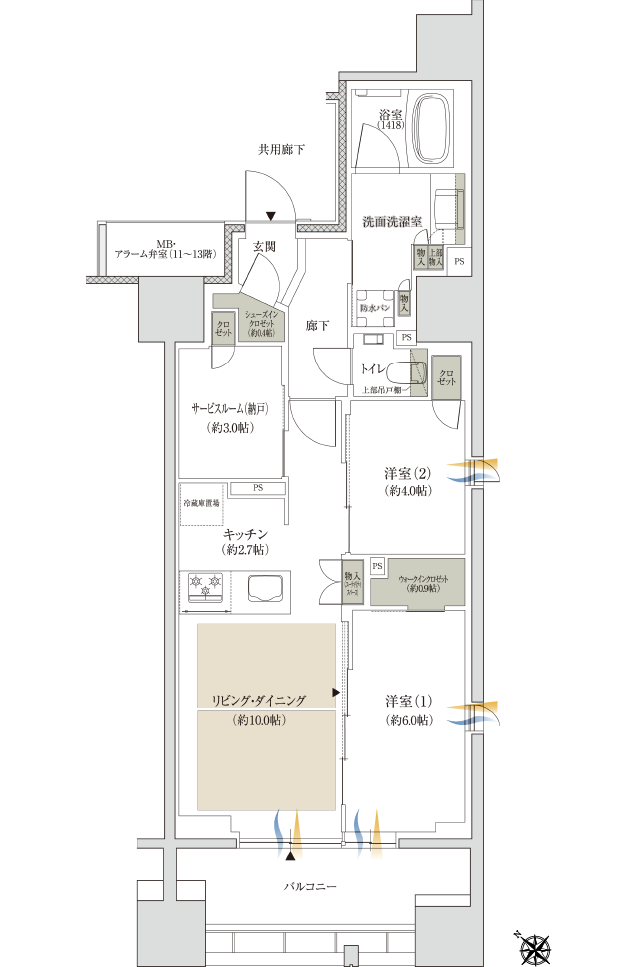 Fタイプの間取図