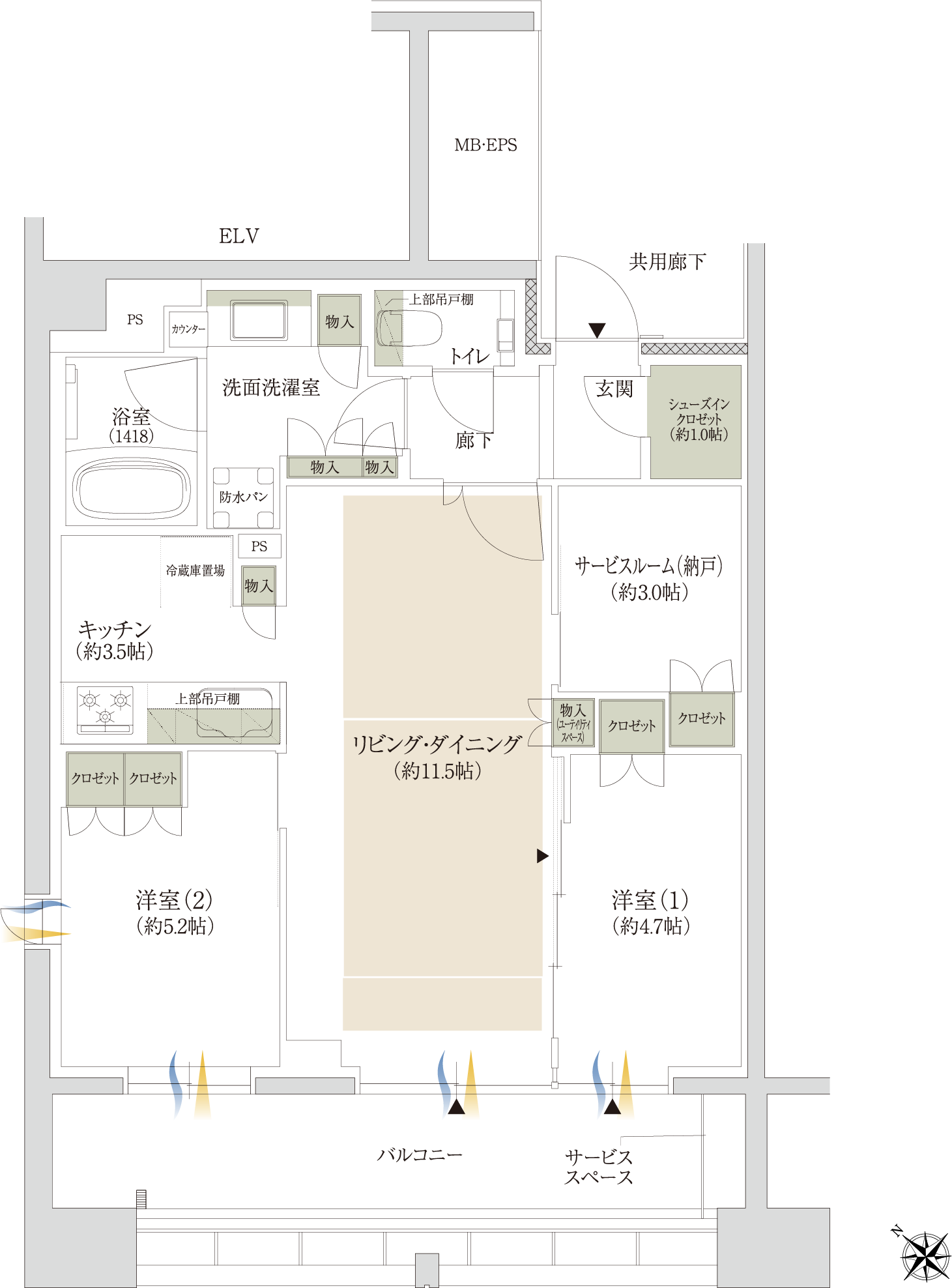 Lタイプの間取図