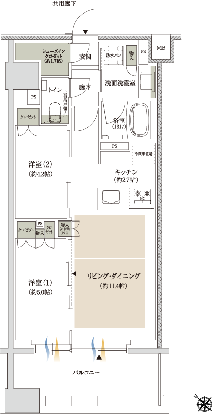 Nタイプの間取図