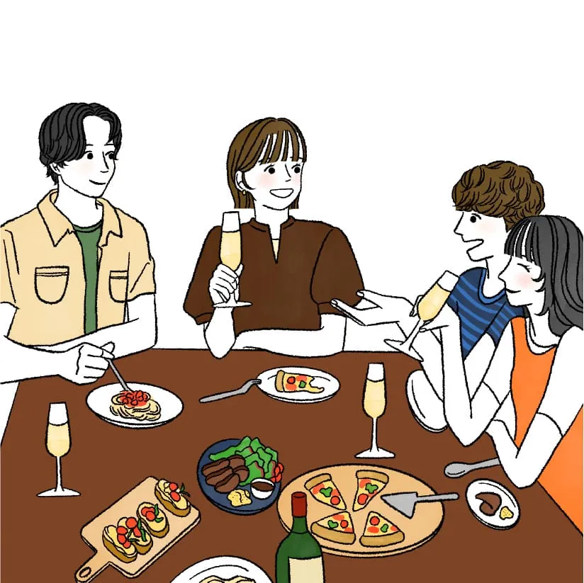 友人を招いて手料理をふるまう楽しい時間