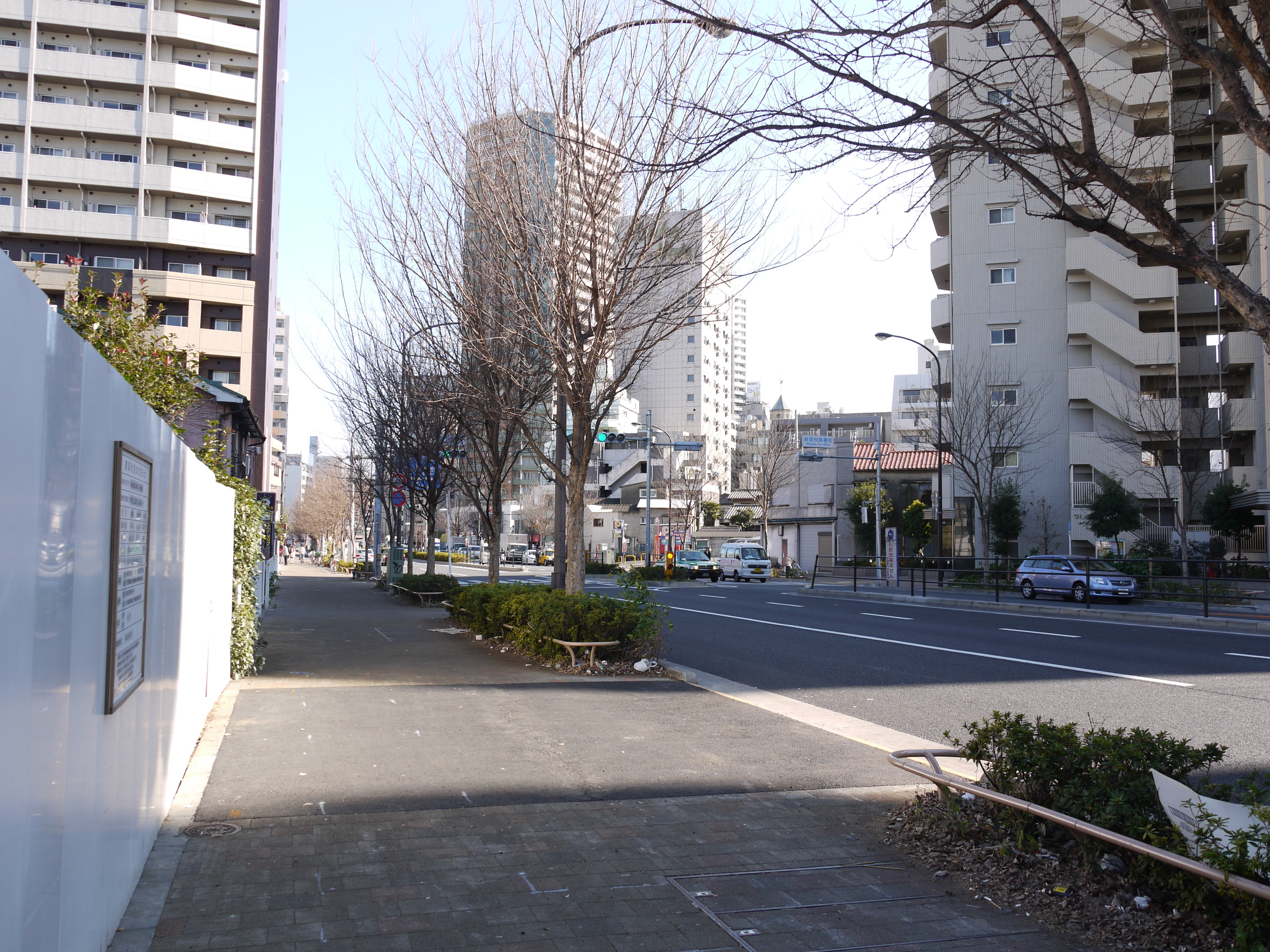 再開発エリア周辺の整備された道路と街並み