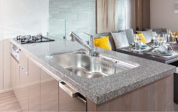 キッチン天板一体型フラットカウンター